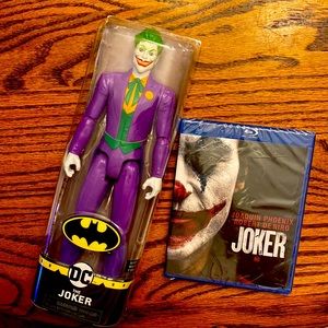 DC Comics The Joker 12” Action Figurine Toy & Blu-Ray DVD Movie Bundle Gift Set